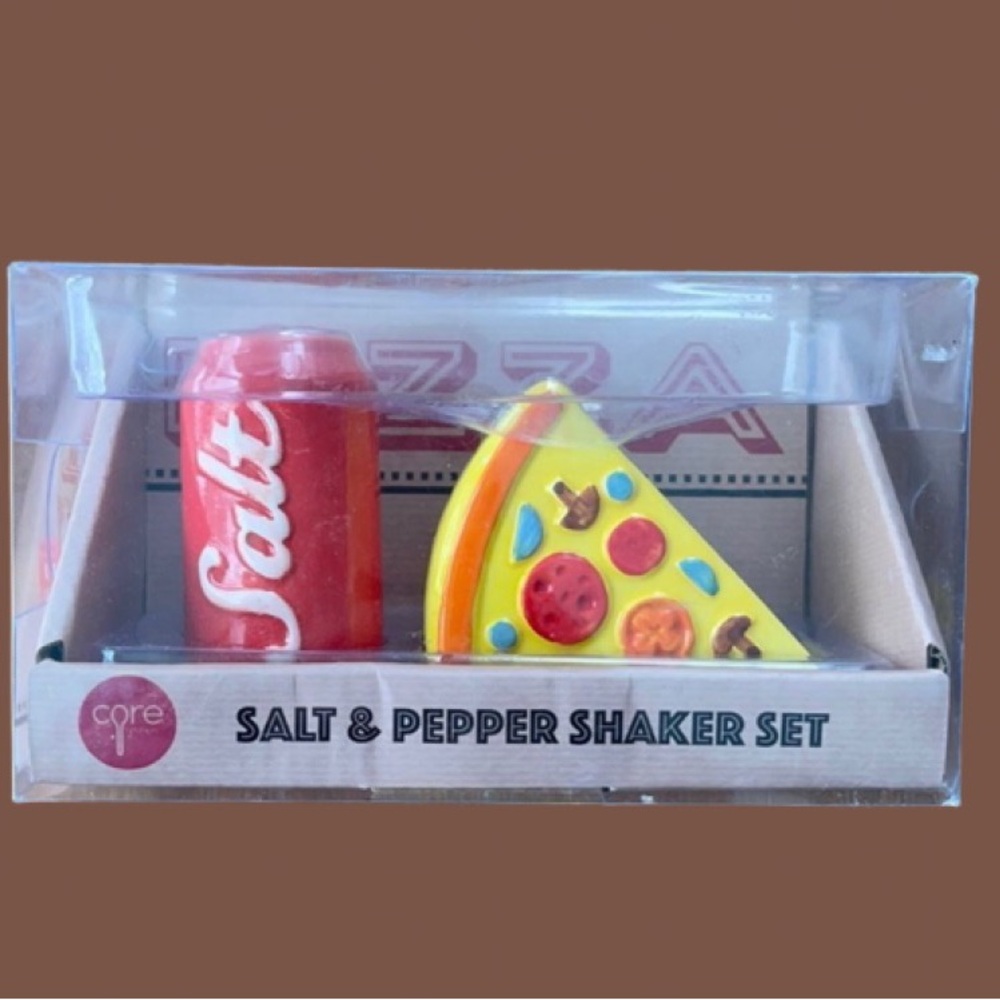 Retro Pizza Slice and soda, Salt snd pepper Set - Yellow & Red - Picture 2 of 2